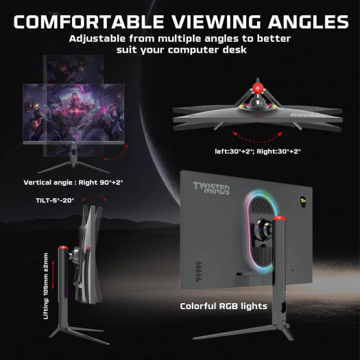 Twisted Minds TM27FHD280IPS Supreme Series Gaming Monitor, 27 Twisted Minds TM27FHD280IPS Supreme Series Gaming Monitor, 27